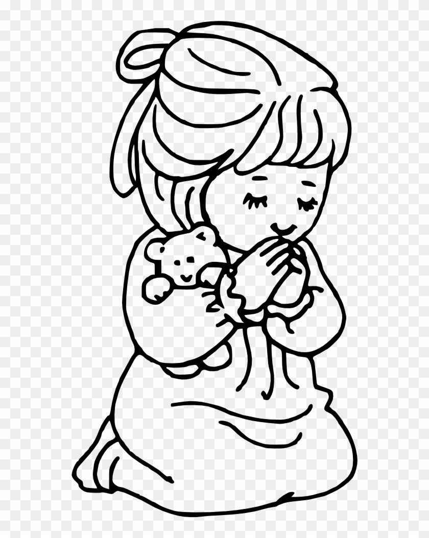 Prayer Coloring Pages Catholic Lord - Girl Clip Art Black N White #111157