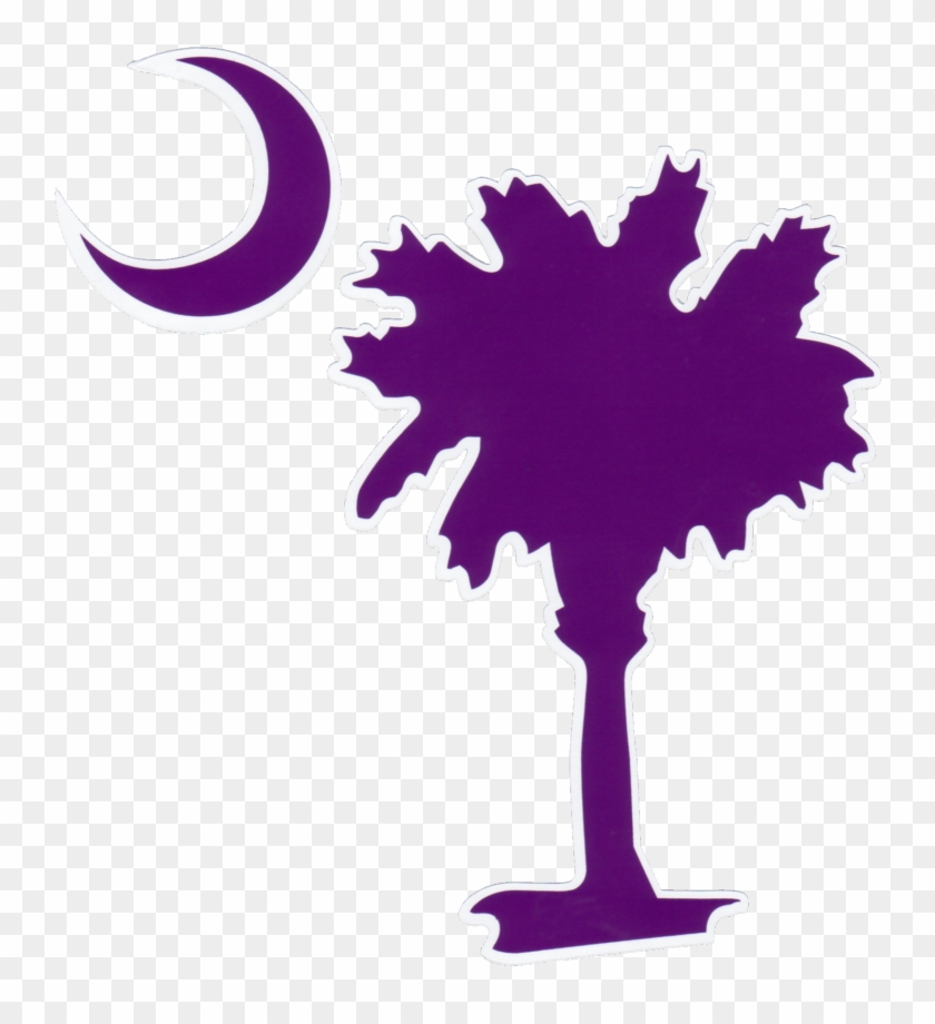South Carolina Palmetto And Moon Custom Die Cut Decal - South Carolina Palm Tree #589674