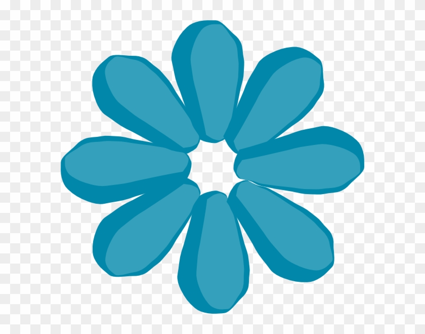 Teal Flower Clip Art - Cartoon Flowers With No Stem #590196