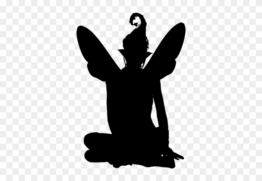 Fairy Sitting Silhouette Public Domain Vectors - Mystic Creature Silhouette #591005