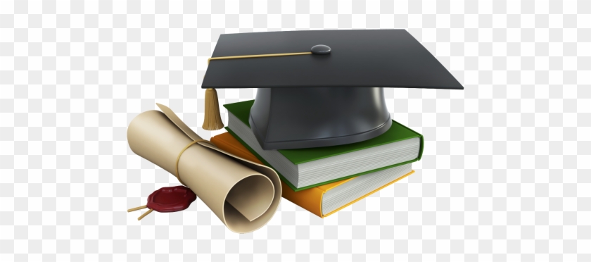 Graduation Cap Books And Diploma Png Clipart - Graduation Cap And Diploma Png #591166