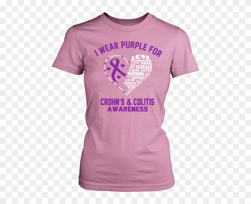 I Wear Purple For Crohn's And Colitis - Heart Design T Shirt #591513