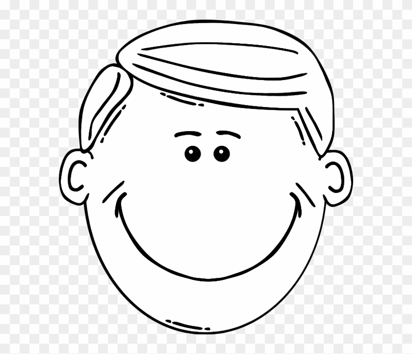 Boy Face Smile Blonde Clipart - Cartoon Face Black And White #592425