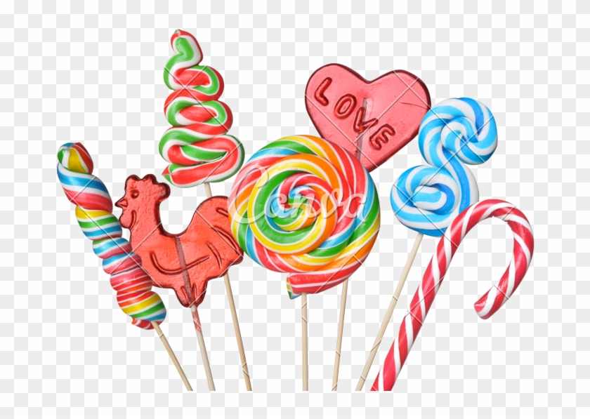 Colorful Lollipops - Spiral Lollipops On Transparent Background