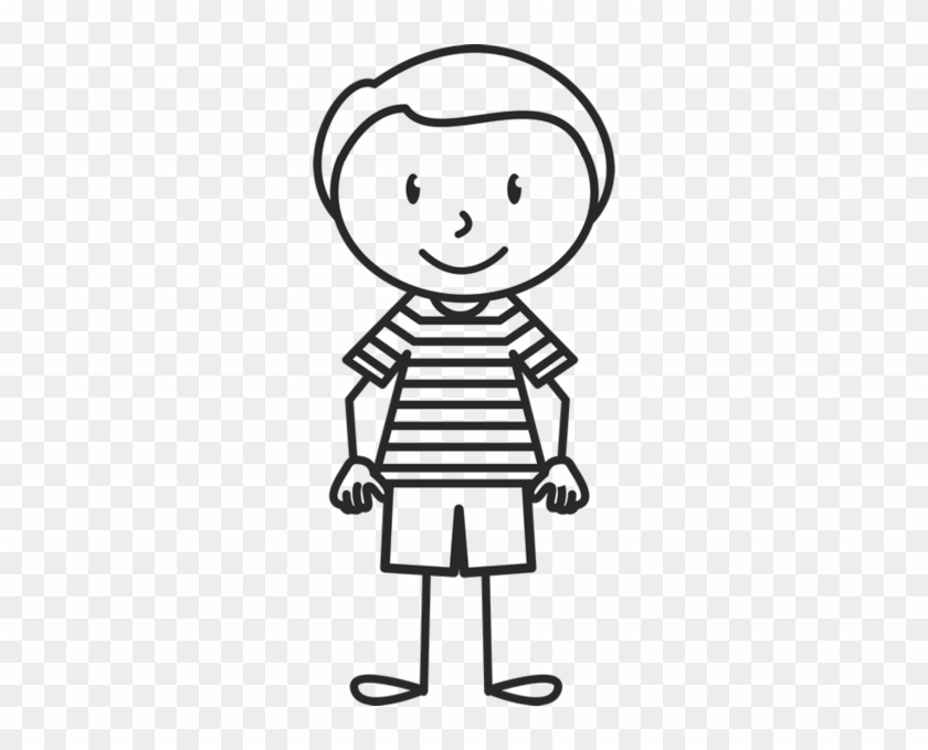 Little Boy With Striped Shirt Stamp - Stick Figure Wearing Shirt #592642