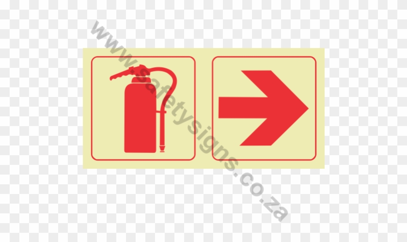 Fire Extinguisher & Arrow Right Photoluminescent Sign - Escape Route Signs #592983