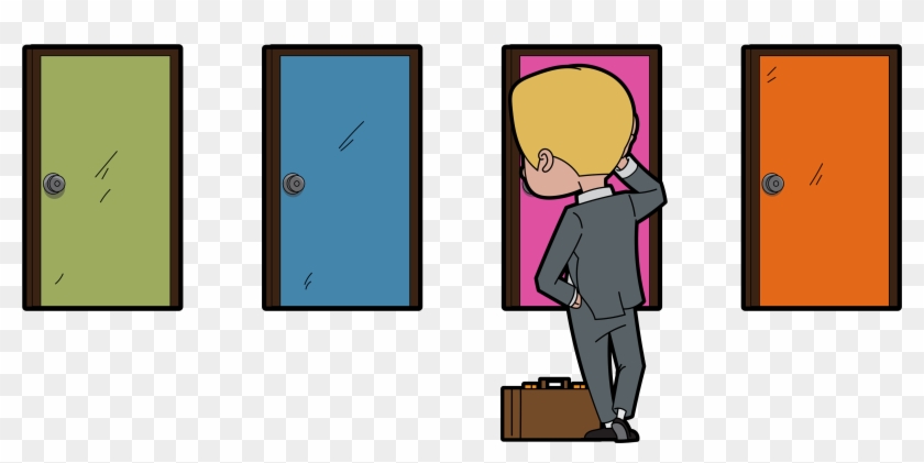 Career Change Cartoon With Multiple Doors - Multiple Doors Cartoon #594104