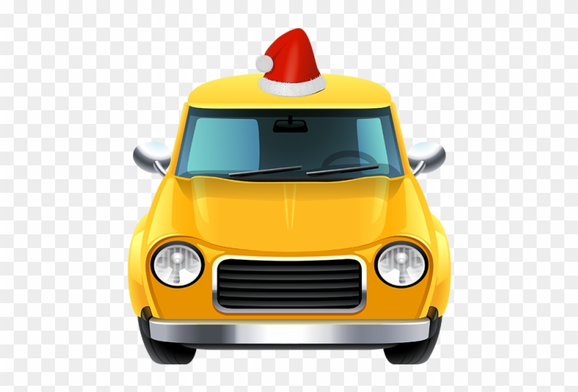 Cartoon Car With Christmas Hat, Cartoon Car, Car, Yellow - Car #594223