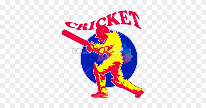 Stock Illustration Of Retro Cartoon Drawing Of Cricket - Cricket Player Batsman Retro Round Coaster #594431