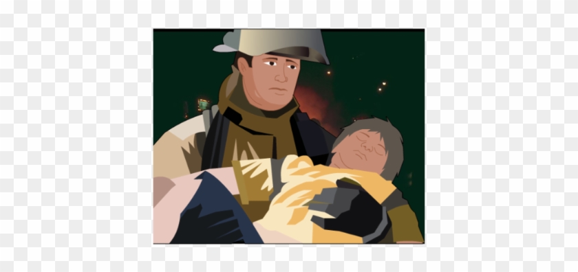 Firefighter Saving People - Firefighter Saving Person Clipart #594523