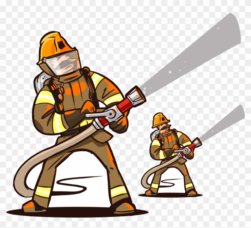 Firefighter Fire Hose Cartoon - Firefighter Sketch #595458
