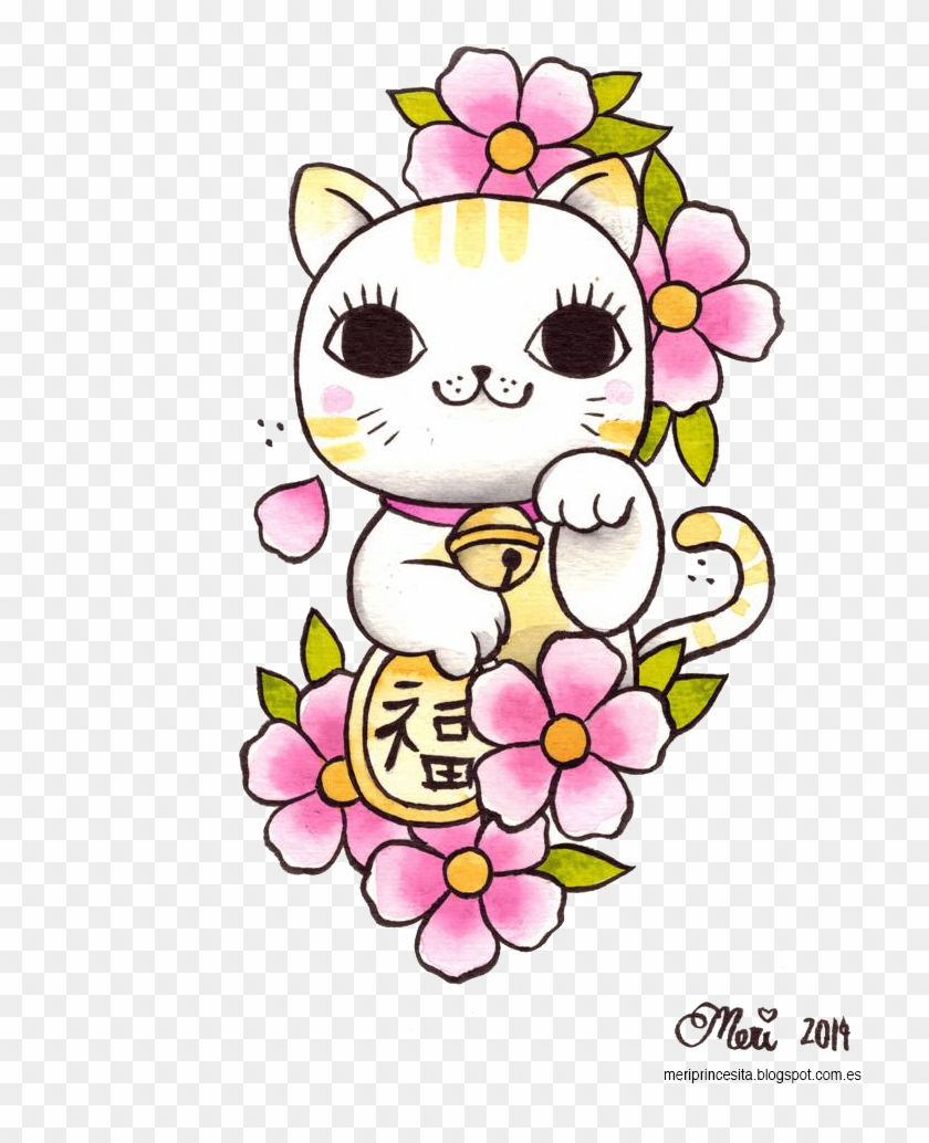 Maneki Neko Png Clipart - Maneki Neko Tattoo Kawaii #596048