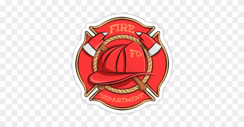 Firefighter's Badge Stickers By Anmgoug On Redbubble - Firefighter Badge Round Ornament #596358