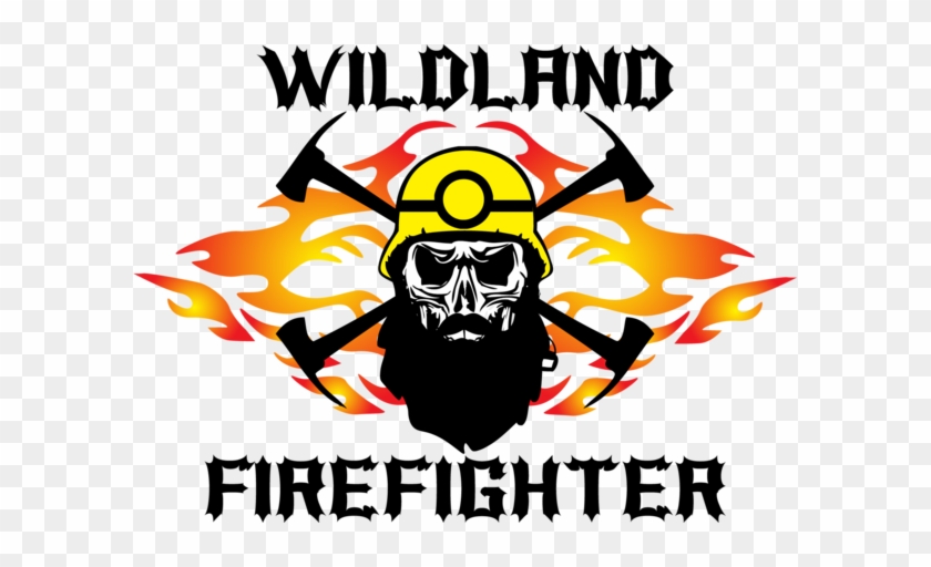 Wildland Firefighter Flames And Skull With Beard Decal - Wildland Firefighter Clip Art #596430