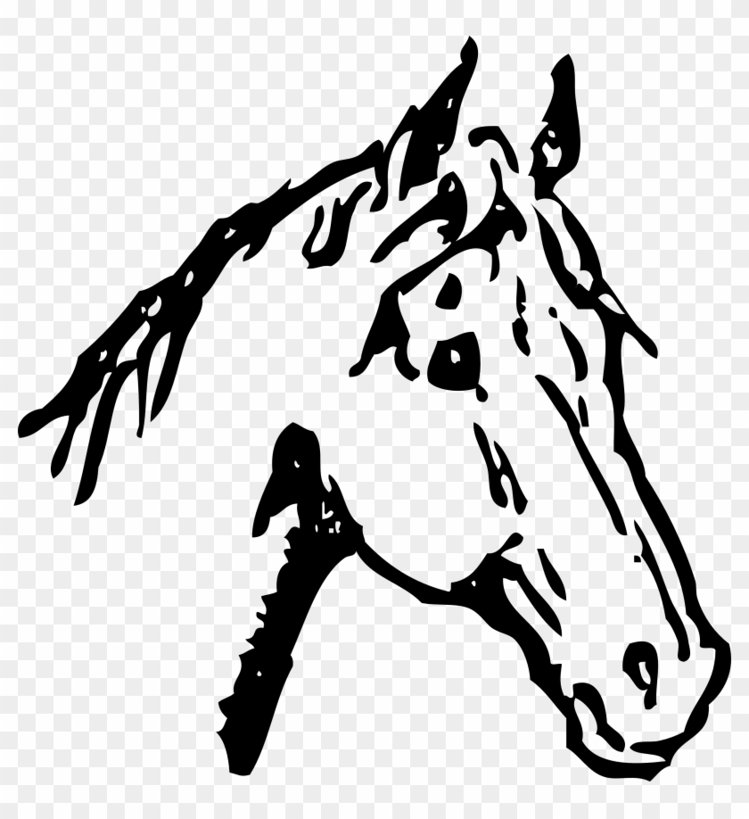 Horse - Clipart - Black - And - White - Black And White Horse Head #596503