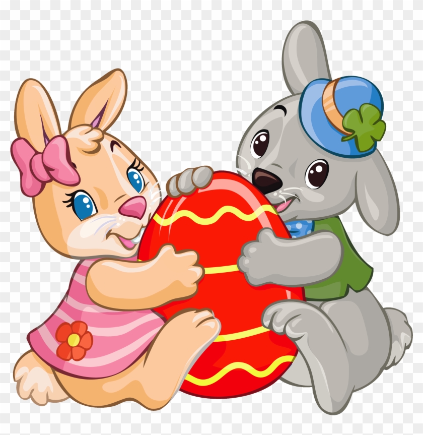 Easter Bunny Egg Clip Art - Between Preposition Clipart #596600