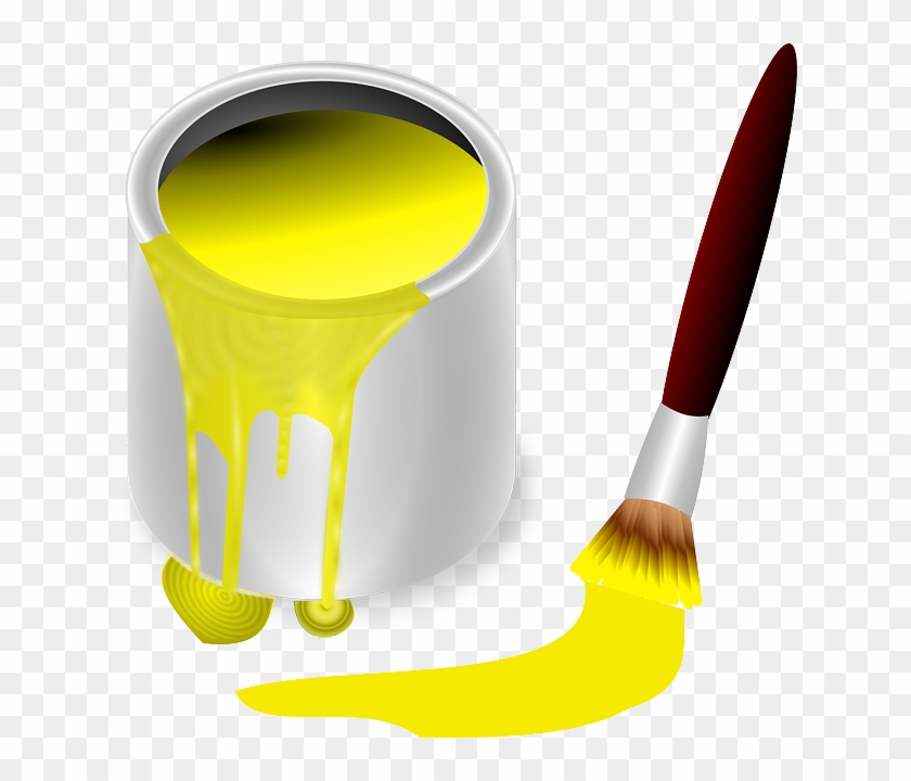 Paint Pot, Pot, Color, Bucket, Painting, Paint Brush - Yellow Paint Bucket Clipart #596886