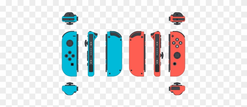 Illustration Of Left And Right Joy-con Controllers, - Joy-con Controller Pair - Neon Red/neon Blue With Snipperclips #597158