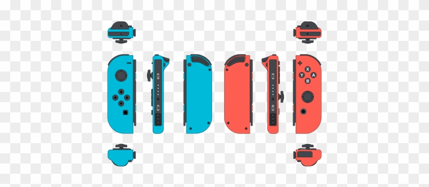 Illustration Of Left And Right Joy-con Controllers, - Joy-con Controller Pair - Neon Red/neon Blue With Snipperclips #597158