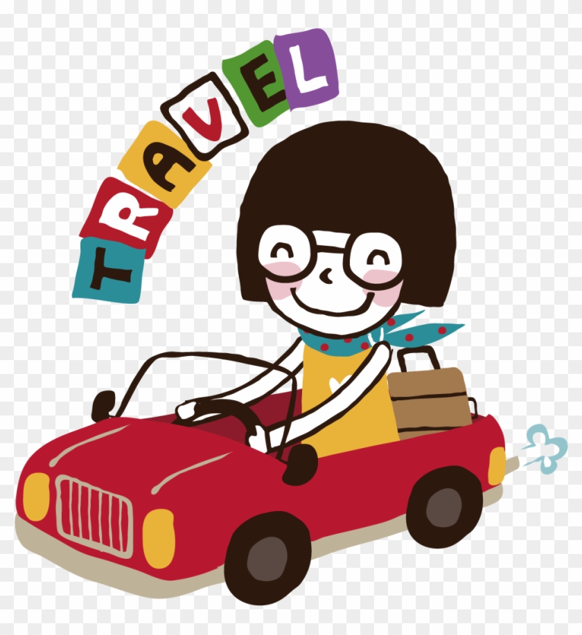 South Korea Girl Travel Car Illustration - South Korea Girl Travel Car Illustration #597445