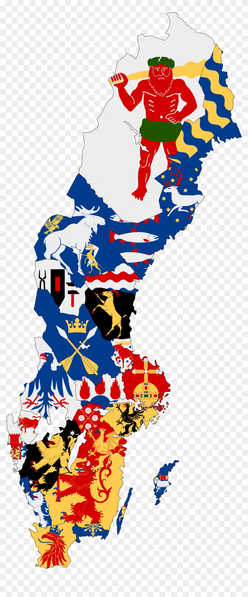 Flags Of Swedish Regions [2000 X 4510] - Swedish Province Flags #597595