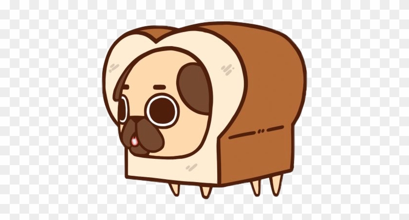 Pug Bread Breadpug Cute Doodle Brown Freetoedit - Cartoon Pugs #598424