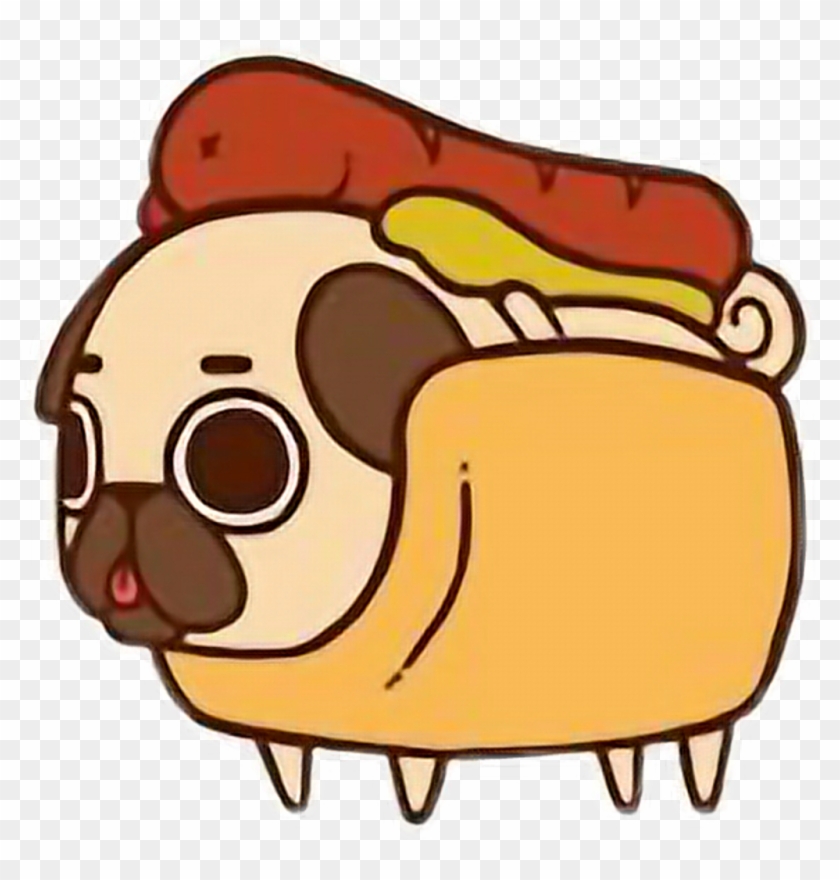 Cute Kawaii Pug Chibi Food Hotdogfreetoedit - Pug Cartoon #598430