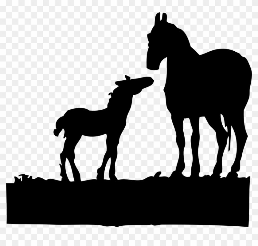 Jumping Horse Silhouette 18, - Mare And Foal Clipart #598467