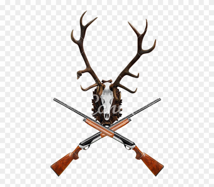 Deer Hunting Trophy And Shotguns Cutout - Deer Skull #598545