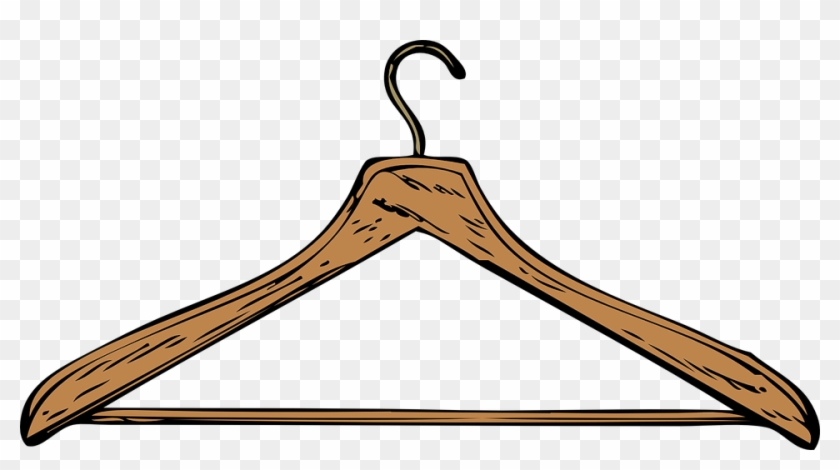 Outline, Wooden, Drawing, Cartoon, Free - Clothes Hanger Clip Art #598631