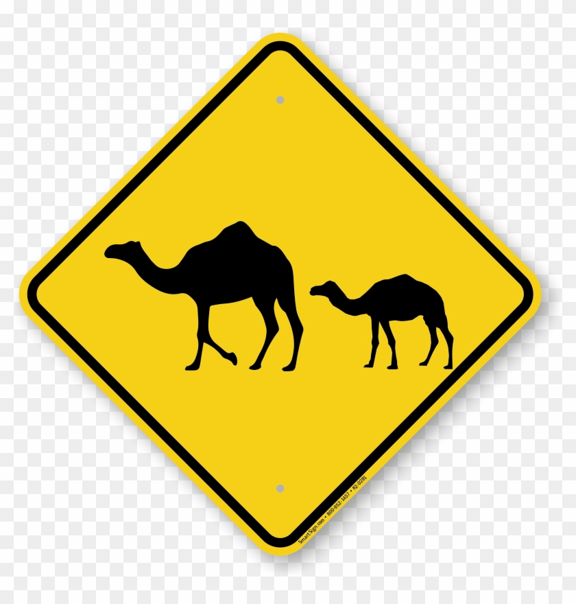 Camel With Calf Crossing Sign - Turtle Crossing Road Sign #598778