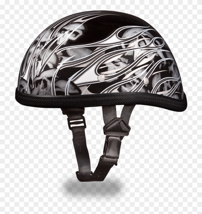 Eagle- W/ Multi Skull Flames Silver - Billys Biker Gear Novelty Motorcycle Helmet With Silver #598840