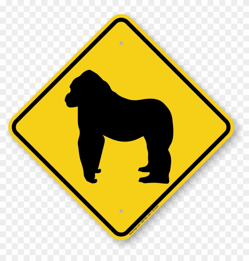 Gorilla Crossing Sign - Sharp Turn To The Right Sign #598871