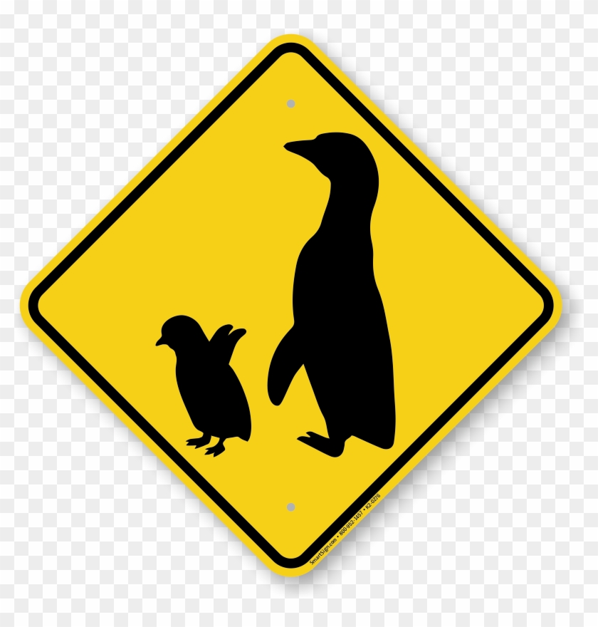 Penguin With Chick Crossing Sign - Gas Warning Sign #598910