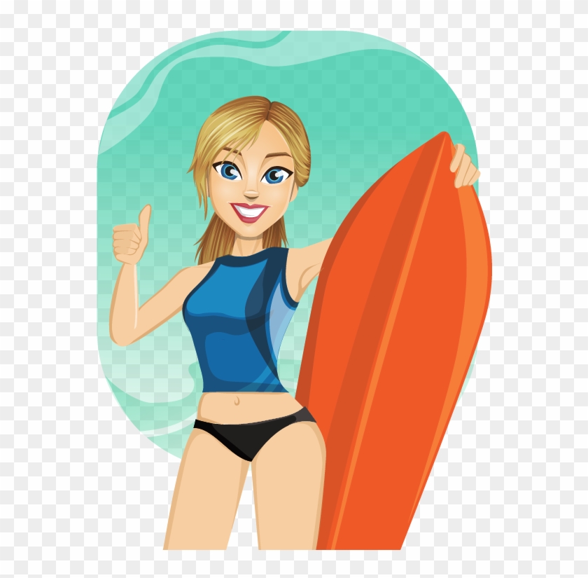 Surfing Girl Clip Art - Surfing Girl Clip Art #599242