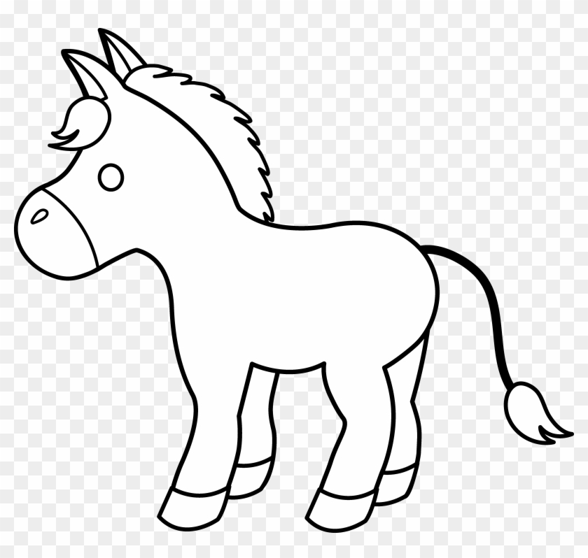 Cute Donkey Line Art - Donkey White Png #599397