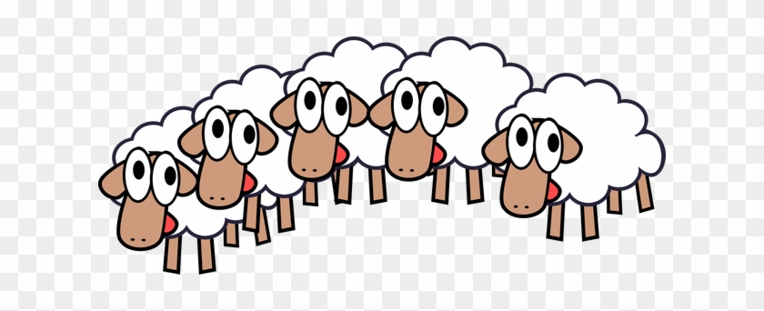 Sheep Clipart Five - Cartoon Flock Of Sheep #599502