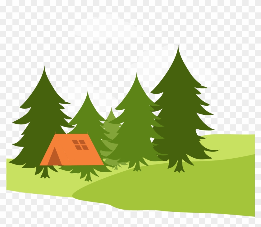 Cartoon Landscape Drawing - Forest Camp Vector Png #600340