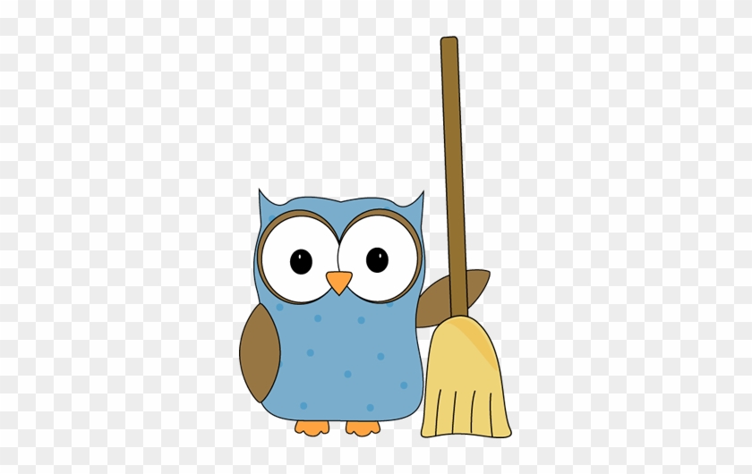 Owl With A Broom Clip Art - Owl With Broom #600600
