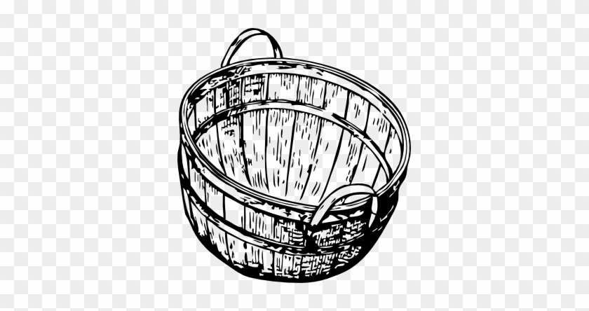 Bushel Picking Basket Black White Line Art 68 - Basket Clip Art #601038