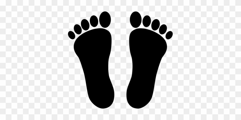 Feet Footprints Toes Silhouette Black Foot - Black And White Footprint #601768
