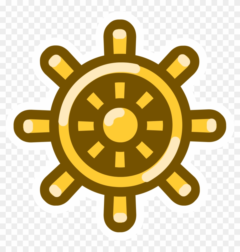 Golden Wheel Pin - Pirates Wheel Icon Png #602344