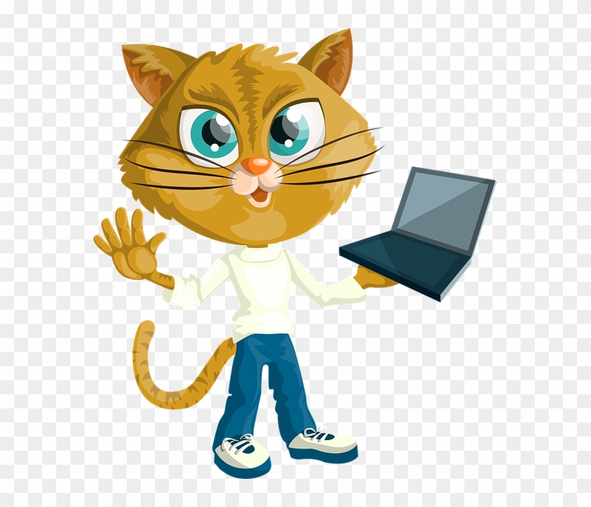 Pre Kindergarten - Cat With Laptop Cartoon #602604