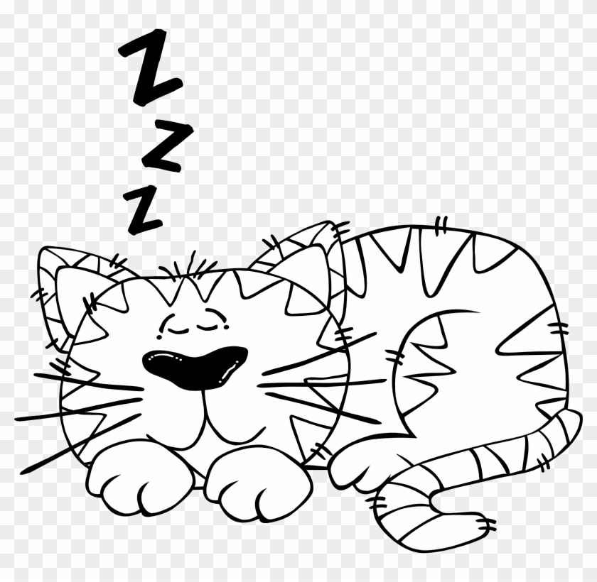 The Christmas Y Atmosphere In The House And All Around, - Cat Sleeping Black And White Clipart #602710