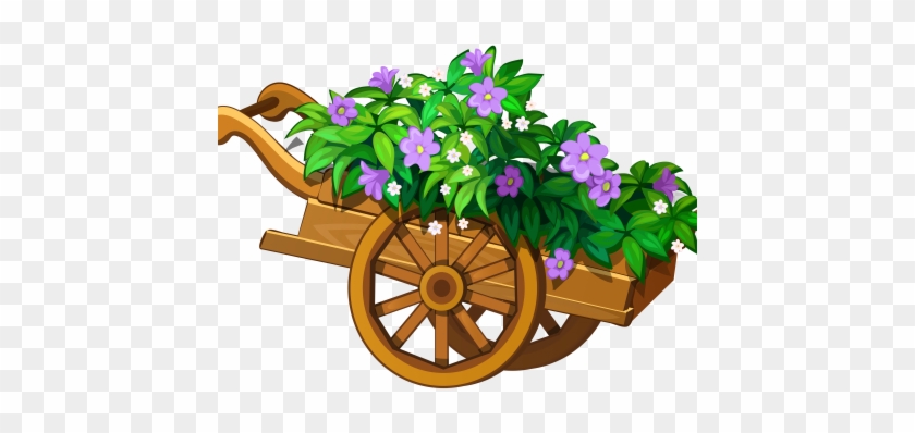 Garden Clipart Transparent - Wheelbarrow With Flowers Clipart #603290