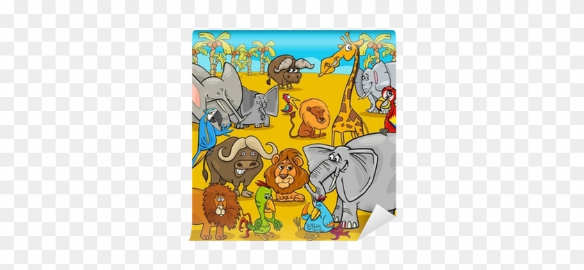 Safari Animals Cartoon Illustration Wall Mural • Pixers® - Illustration #603367