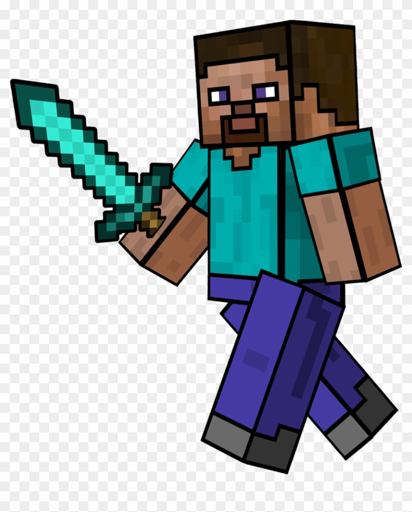 Steve With Diamond Sword #603576