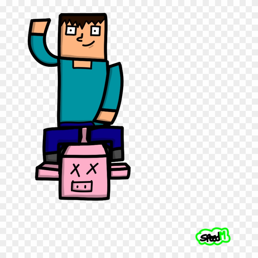 Steve Riding A Pig By Thespeedm - Cartoon #603662