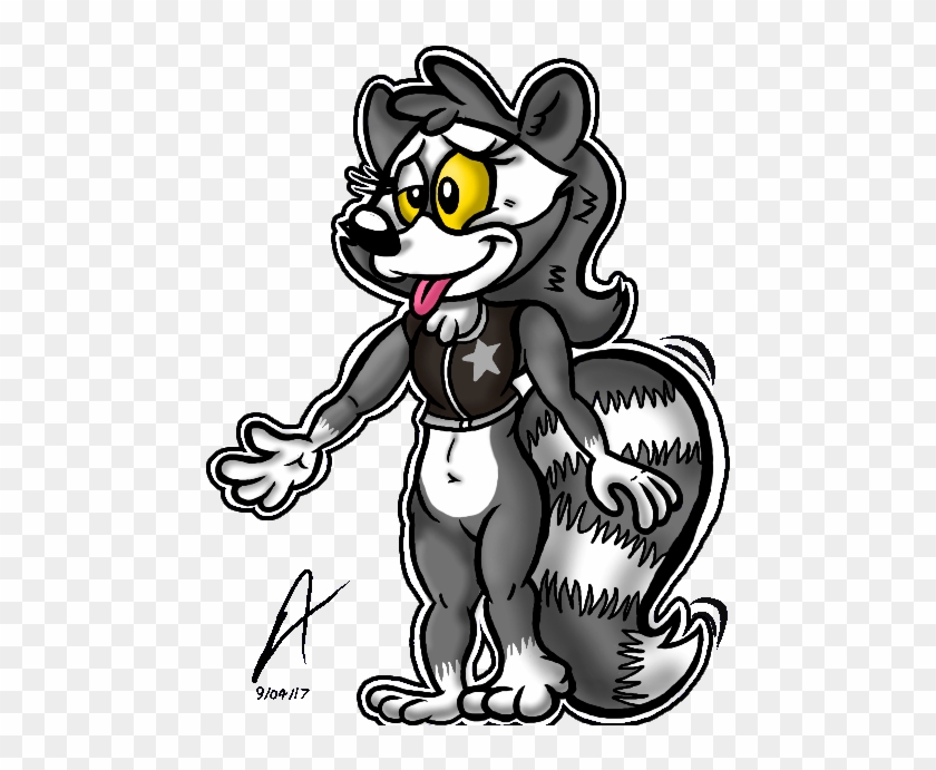 Cute Raccoon Girl Bottomless Wearing A Vest By Gordyowl - Raccoon #604075