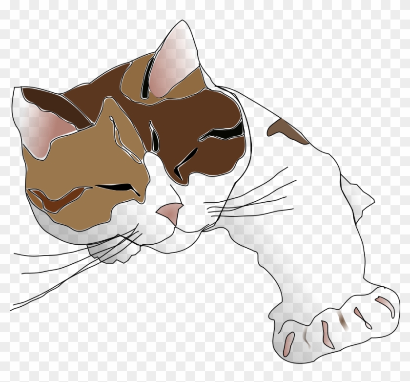Sleepy Calico Cat Clipart, Vector Clip Art Online, - Comptine Avec Le Son #604365